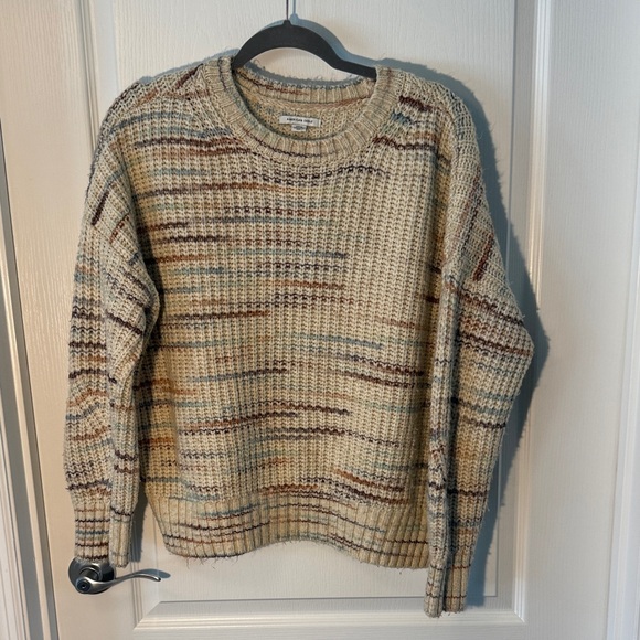 American Eagle Outfitters Sweaters - American Eagle Outfitters Beige Pink Blue Crewneck Knit Sweater Size S